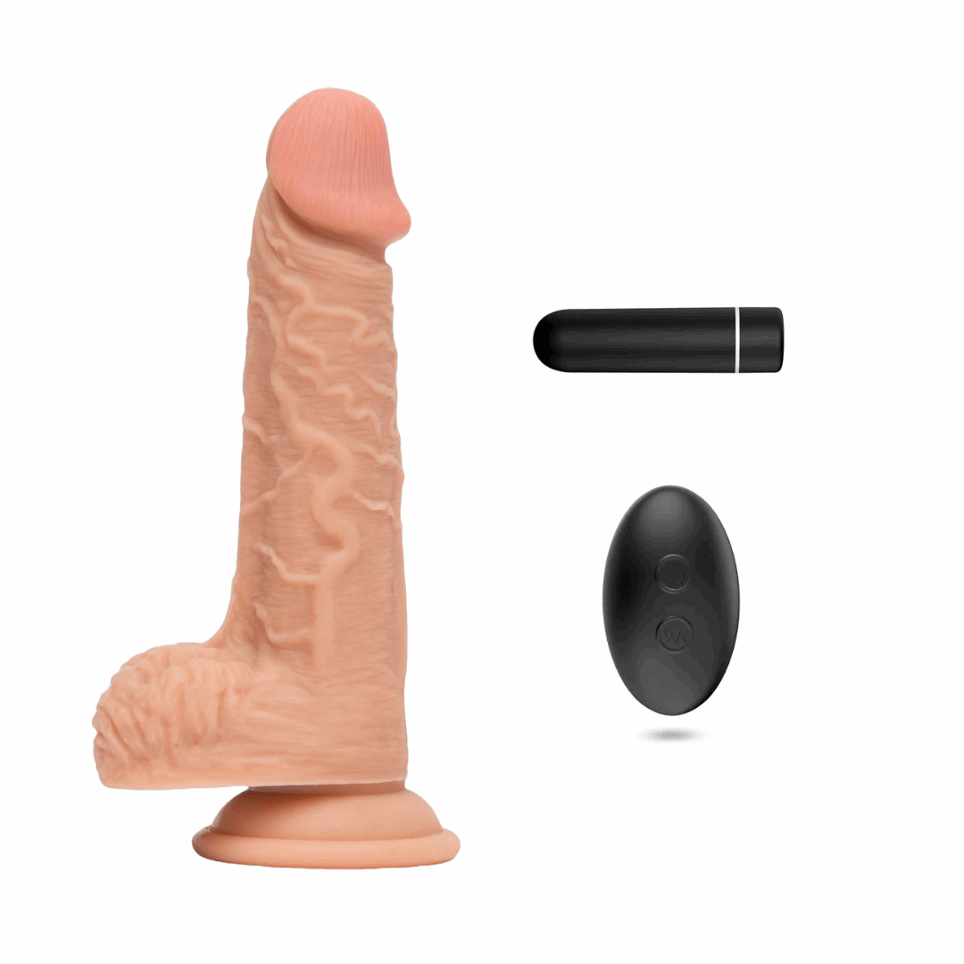 Realistisk fjärrkontroll Dildo 20 cm med Sugkopp